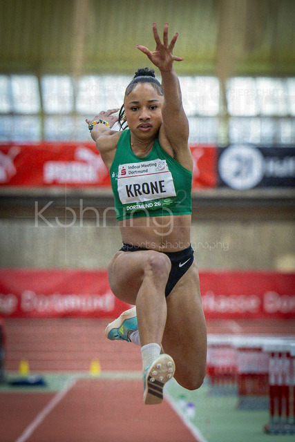 Indoor Meeting Dortmund, 08.02.2026 | DORTMUND, GERMANY - FEBRUARY 8:  Triple jumper Josie Krone (TSG Bergedorf) during the Indoor Meeting Dortmund at the Helmut-Koernig-Halle on February 8, 2026 in Dortmund, Germany. (Photo by Axel Kohring/Beautiful Sports Int.)