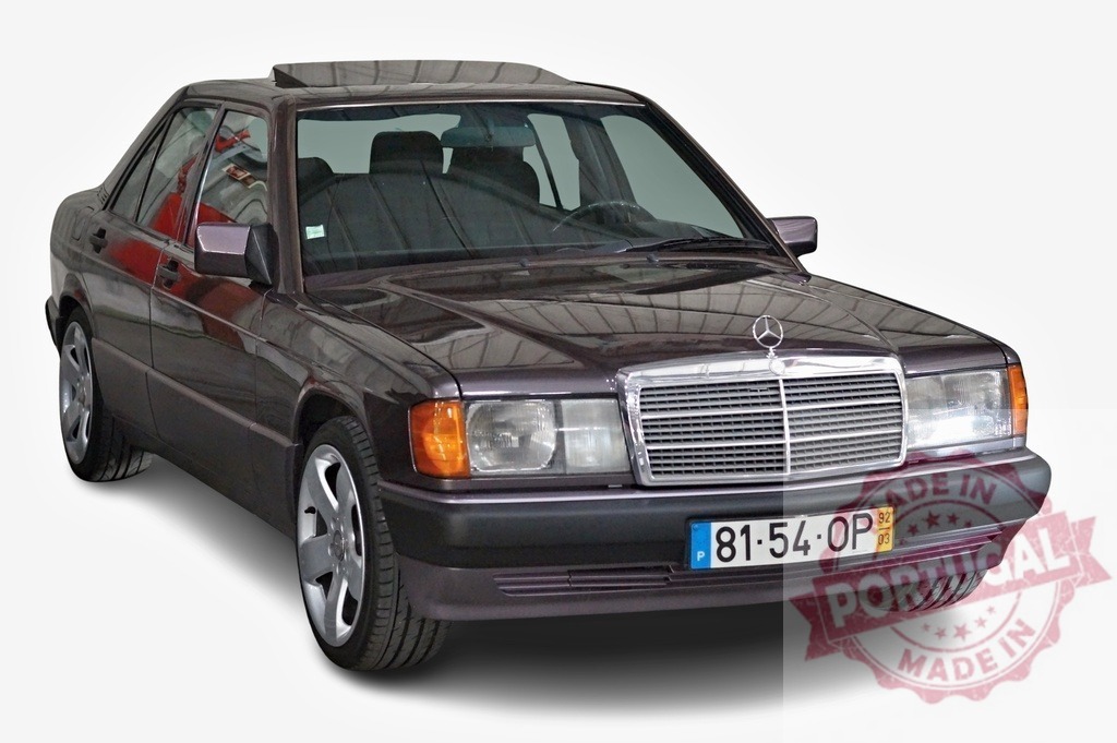 Mercedes-Benz 190 W201 classic car purple luxury sedan | Mercedes-Benz 190 W201 vintage purple luxury car on white background - Realized with Pictrs.com