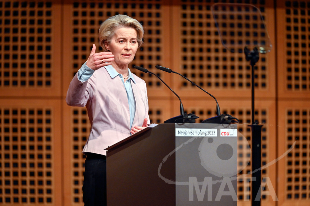 _DWI0535 | Politikerin Ursula von der Leyen beim CDU-NRW Neujahrsempfang in Düsseldorf. Düsseldorf, 28.01.2023 - Realisiert mit Pictrs.com