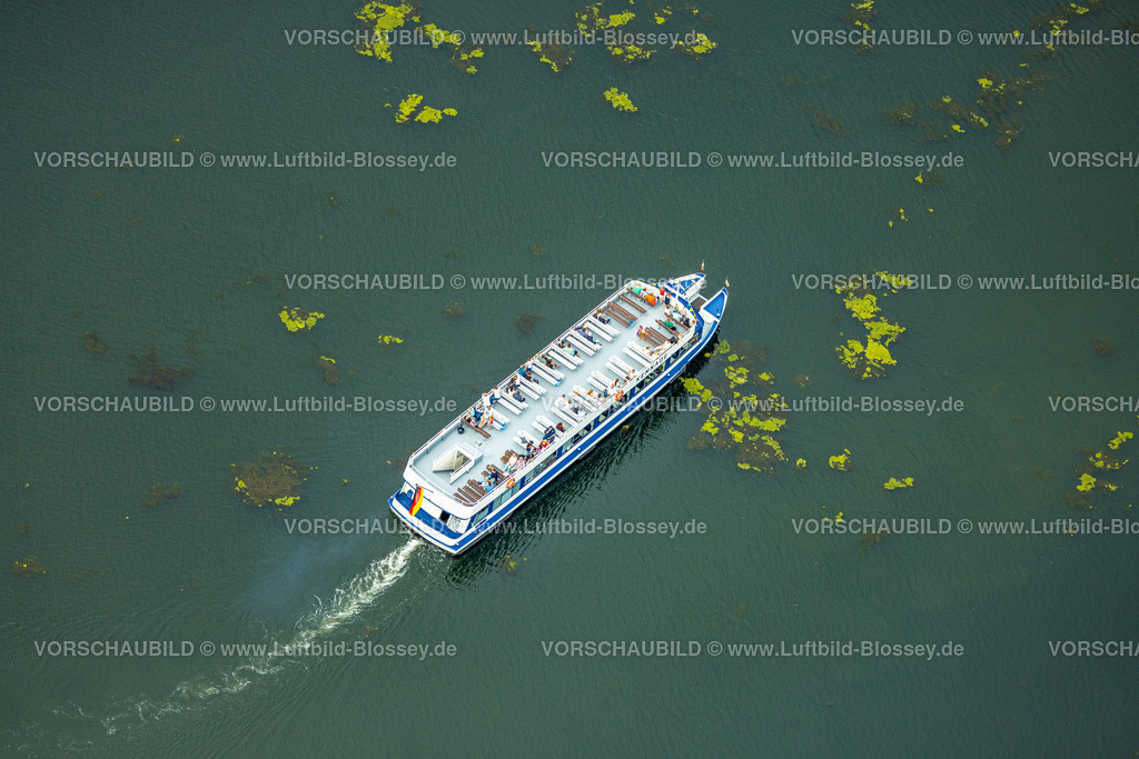 Bochum240711180KemnaderSee | Luftbild, Kemnader Stausee mit Elodea, Wasserpest, Algenblüte, Segelboote und Stand-Up Paddeler, Ausflugsschiff Schwalbe, Bochum, Nordrhein-Westfalen, Deutschland