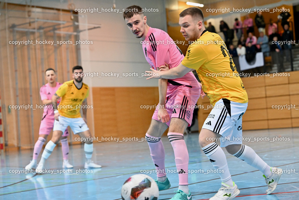 Carinthia Flamengo Futsal Club vs. FC Ljuti Krajisnici | #23 Amel Beglerovic FC Ljuti Krajisnici, #2 Faris Buljubasic Carinthia Flamengo, Carinthia Flamengo Futsal Club vs. FC Ljuti Krajisnici, Carinthia Flamengo Futsal Club vs. FC Ljuti Krajisnici am 05.01.2025 in Klagenfurt (Ballspielhalle Viktring), Austria, (Photo by Bernd Stefan)