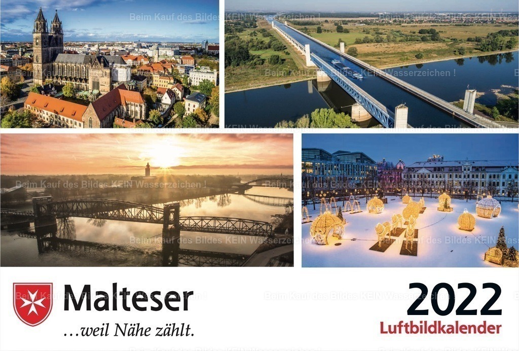 Luftbild Kalender Magdeburg Sachsen Anhalt Malteser | Beispiele Firmenkalender individuell mit eigenem Logo - Realisiert mit Pictrs.com