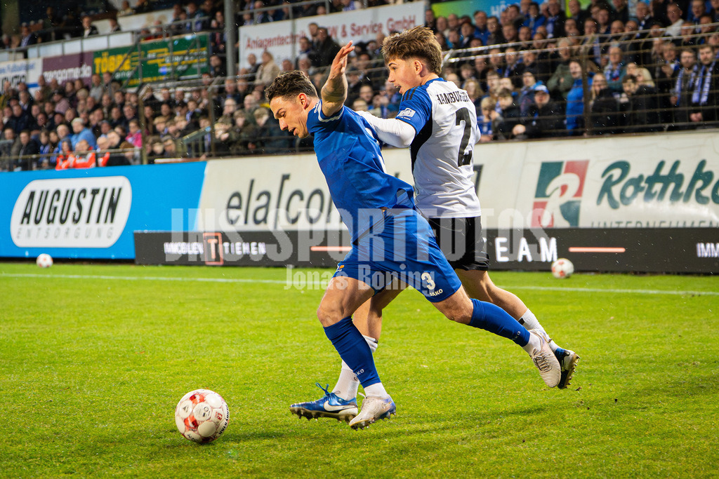 Fußball I Herren I Saison 2025-2026 I Regionalliga Nord I 24. Spieltag I SV Meppen - Hamburger SV II I 1626 | Tobias Mißner (3, SV Meppen) gg Dorian Migalic (2, Hamburger Sport Verein II) - Realisiert mit Pictrs.com
