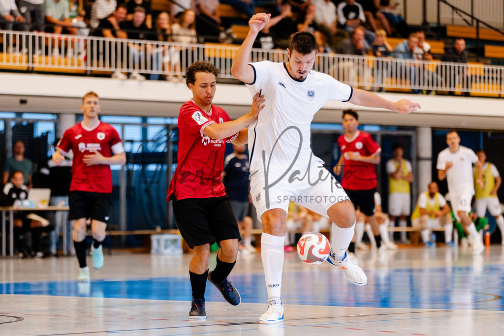 Futsal-Bundesliga, Saison 2025/2026, 2. Spieltag: SC Preußen Münster - FC Liria Futsal Berlin | Futsal-Bundesliga, Saison 2025/2026, 2. Spieltag, SC Preußen Münster empfängt FC Liria Berlin in der Universitäts-Sporthalle in Münster. Foto: sportfotografie.ms | Markus Paletta - Realisiert mit Pictrs.com