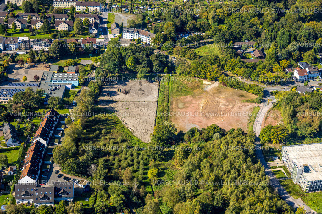 Witten241000614 | Luftbild, Freifläche ehemaliger Sportplatz und Rückhaltebecken Pferdebachstraße Ecke Alfred-Herrhausen-Straße, neben der Uni Witten Herdecke, Witten, Ruhrgebiet, Nordrhein-Westfalen, Deutschland