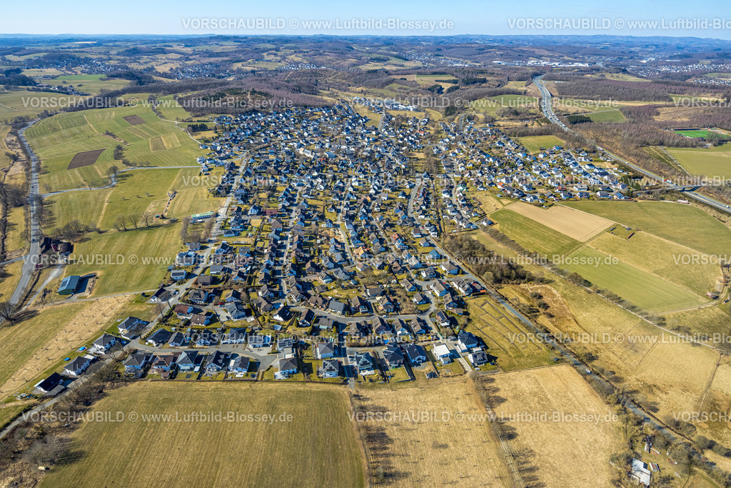 Wenden250307512Ottfingen | Luftbild, Wohngebiet Ortsansicht  mit Fernsicht, Ottfingen, Wenden, Sauerland, Nordrhein-Westfalen, Deutschland