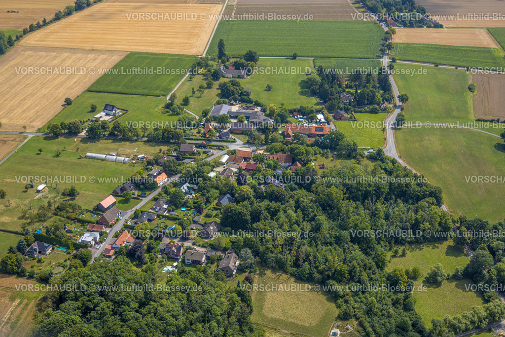 Hamm250701727Rhynern | Luftbild, Wohngebiet Ortsansicht Ortsteil Pedinghausen, Wiesen und Felder und Waldgebiet, Stadtbezirk Rhynern, Hamm, Ruhrgebiet, Nordrhein-Westfalen, Deutschland