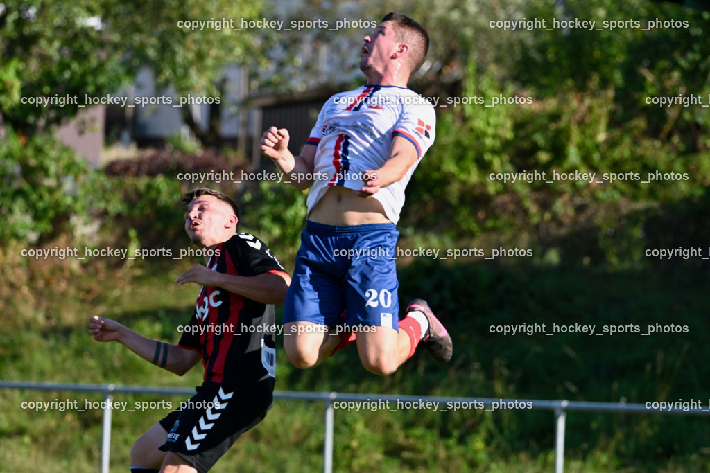 ESV Admira vs. SC Arriach | #7 Kristijan Matanovic ESV Admira, #20 Haris Heljezovic SC Arriach, ESV Admira vs. SC Arriach, ESV Admira vs. SC Arriach am 24.08.2024 in Villach (Sportzentrum Admira), Austria, (Photo by Bernd Stefan)