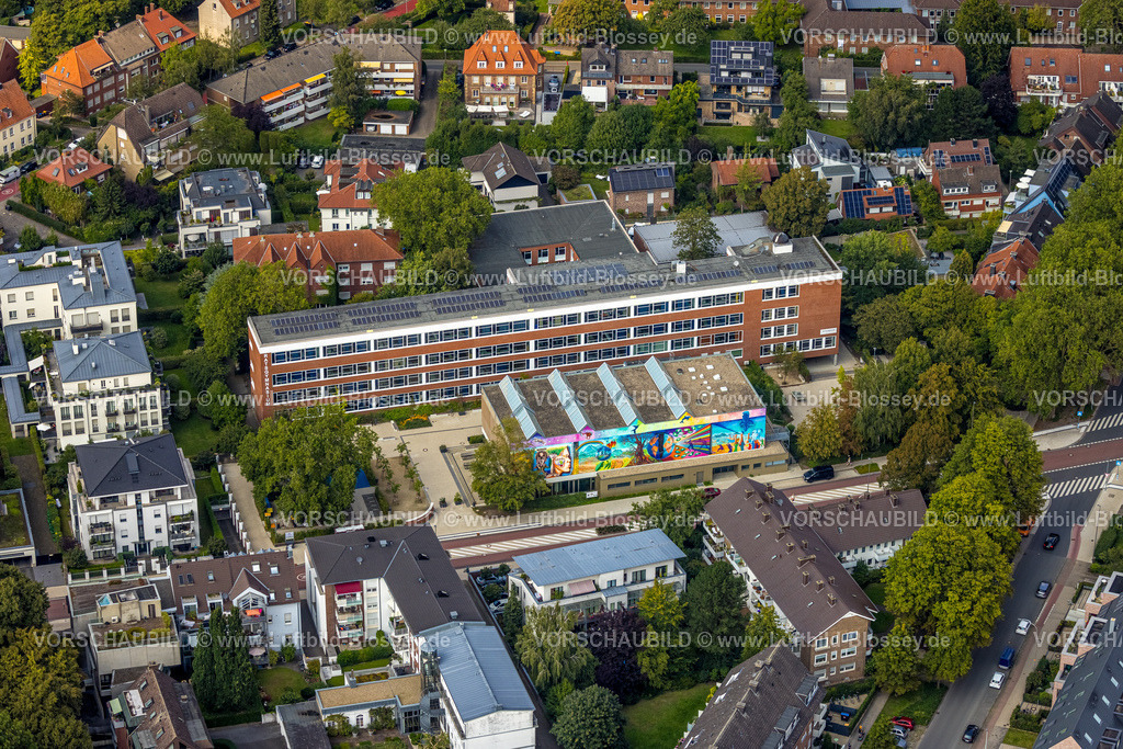 Muenster230880074 | Luftbild, Ratsgymnasium Münster, Graffiti Kunst am Gebäude, Schlachthof, Münster, Münsterland, Nordrhein-Westfalen, Deutschland