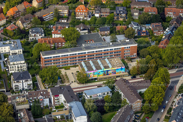 Muenster230880074 | Luftbild, Ratsgymnasium Münster, Graffiti Kunst am Gebäude, Schlachthof, Münster, Münsterland, Nordrhein-Westfalen, Deutschland