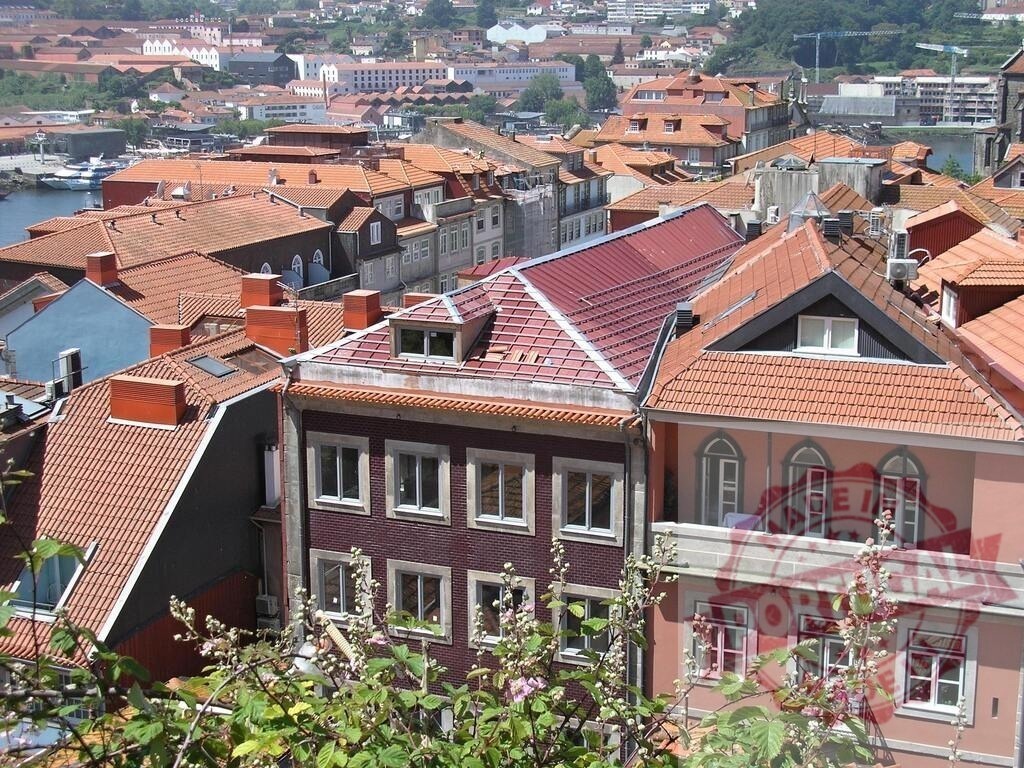 Porto city rooftops with Douro river views | Porto, Portugal cityscape featuring traditional buildings with red tiled roofs and the Douro river - Realized with Pictrs.com