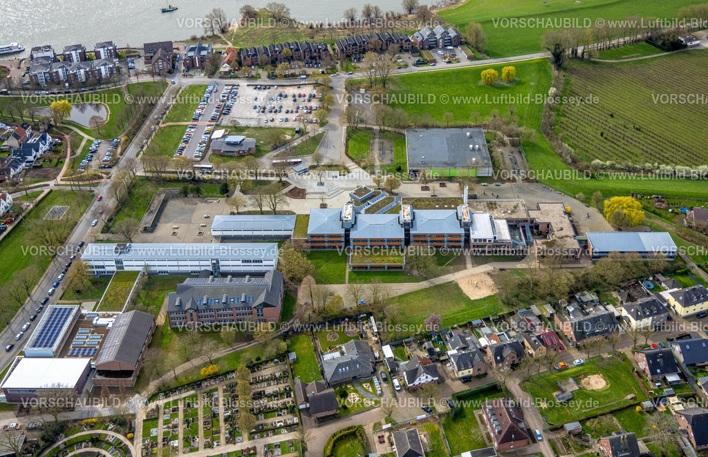 Rees230300639 | Luftbild, Schulzentrum mit Realschule, Rheinschule Hauptschule und Gymnasium Aspel, Rees, Niederrhein, Nordrhein-Westfalen, Deutschland
