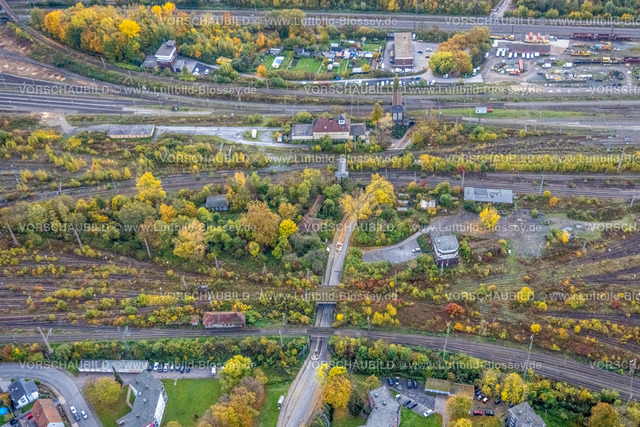 Hamm221011961 | Luftbild, Bahnhäuschen Rangierbahnhof, Herbstfarben Bahngelände, Pelkum, Hamm, Ruhrgebiet, Nordrhein-Westfalen, Deutschland