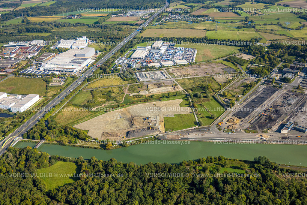 Hamm250900874 | Luftbild, Gewerbegebiet Siegenbeckstraße, Baustelle Geithe, angedachte Autobahn A2 Anschlussstelle Siegenbeckstraße, Uentrop, Hamm, Ruhrgebiet, Nordrhein-Westfalen, Deutschland