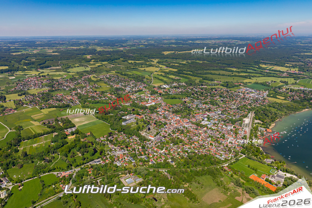 Aktuelles Luftbild von  diessen-am-ammersee - Die Luftaufnahme wurde 2021 mittels UL-Flugzeug erstellt ( keine Drohne ) - hochauflösende Kamera-Systeme von  Canon -Beste Qualität - Für grossformatige Ausdrucke geeignet. Die Geschenkidee !