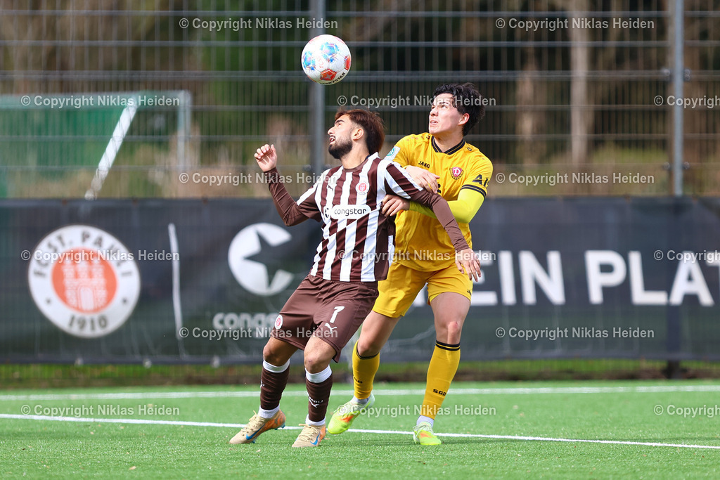NH_FCStPauliU19_SGDynamoDresdenU19_DFBNachwuchsliga_28032026 | #7 Taylan Dilerim (FC St. Pauli U19), #6 Luis Baasen Maldonado (SG Dynamo Dresden U19)Fußball I Junioren I U19 DFB-Nachwuchsliga Hauptrunde Liga B, Gruppe B I Saison 2025-2026 I 7. Spieltag I FC St. Pauli U19 - SG Dynamo Dresden U19 I 28.03.2026 I Sportplatz Brummerskamp