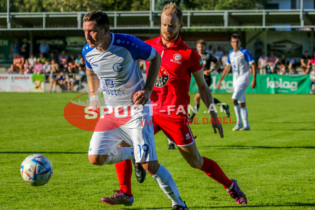ASV Klagenfurt - SC St Veit 1-6, Unterliga Ost  3. Runde | Michael Kaiser (ASV Klagenfurt #19) Heiko Springer (SC St. Veit #7) ASV Klagenfurt - SC St Veit 1-6 am 11.08.2023 in Klagenfurt
(Sportplatz Annabichl), Austria, (Photo by Ernst Krawagner sport-fan.at) - Realisiert mit Pictrs.com