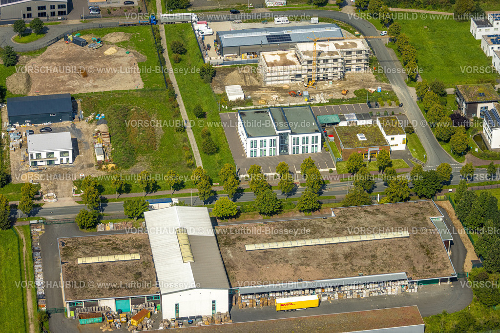 Hamm230900086 | Luftbild, Gewerbegebiet Sachsenweg, Baustelle und Neubau an der Anhalter Straße, ehemalige Zeche Sachsen, Stadtbezirk Heessen, Hamm, Ruhrgebiet, Nordrhein-Westfalen, Deutschland