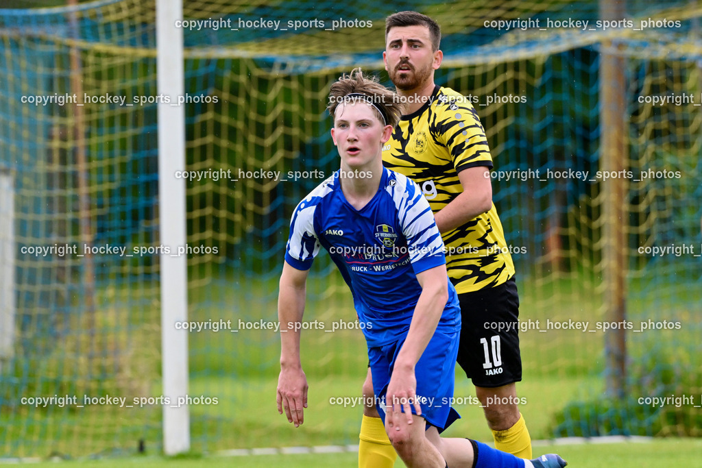 SV Wernberg vs. FC Faakersee | #17 Sandro Christopher Matschek SV Wernberg, #10 Marco Pehr FC Falkensee,  SV Wernberg vs. FC Faakersee, SV Wernberg vs. FC Faakersee am 01.06.2024 in Wernberg (Sportplatz Wernberg), Austria, (Photo by Bernd Stefan)