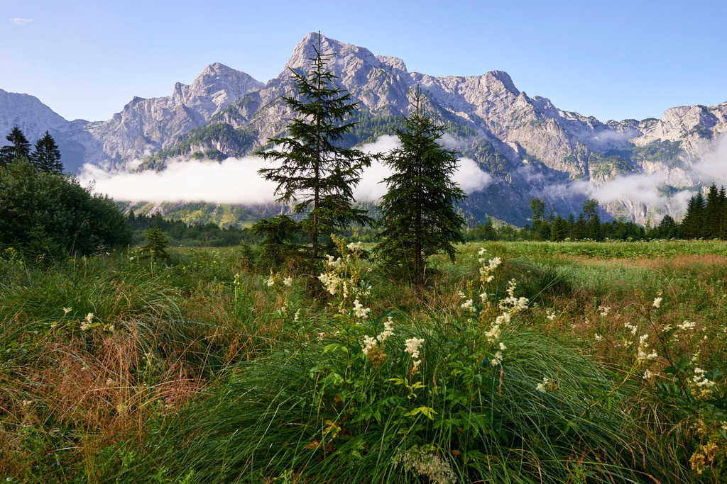 Totes Gebirge im Morgenlicht | Gruenau im Almtal, Austria - July 23, 2016: Totes Gebirge im Morgenlicht. - Realisiert mit Pictrs.com