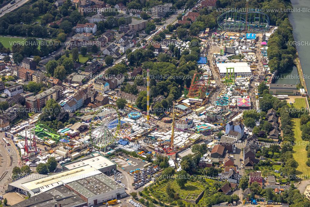 Herne230802716 | Luftbild, Cranger Kirmes Volksfest und Fahrgeschäfte, Unser Fritz, Herne, Ruhrgebiet, Nordrhein-Westfalen, Deutschland