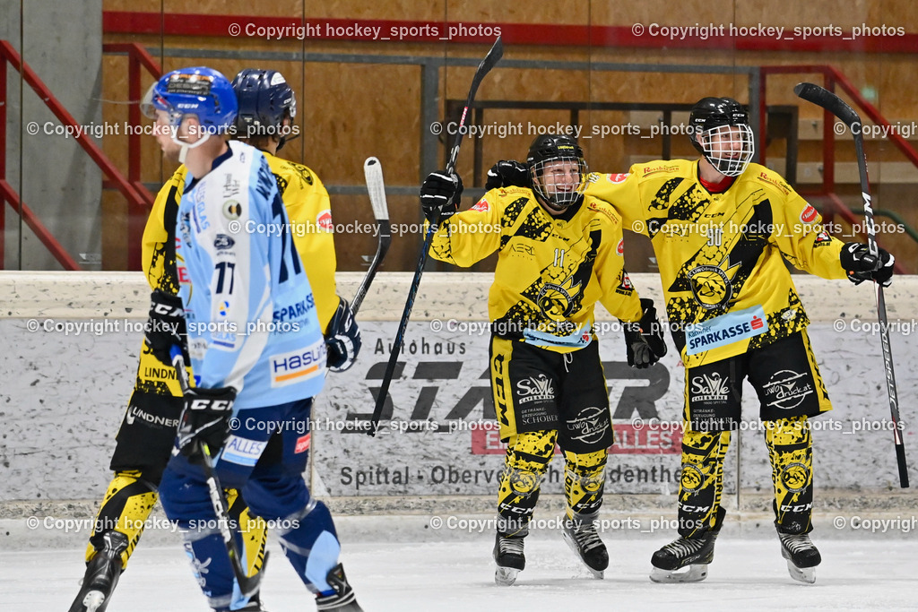 EC Spittal Hornets vs. ESC Steindorf 7.12.2022 | Jubel EC Spittal Hornets Mannschaft, #11 Kucher Florian, #90 Ogertschnig Joshua