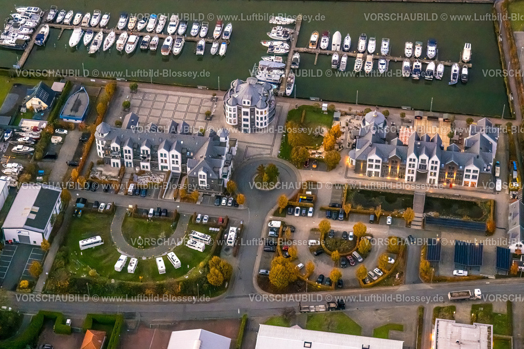 Bergkamen231103601 | Luftbild, Yachthafen Marina Rünthe mit Hafen am Datteln-Hamm-Kanal, Hafenweg Anlegestelle für Boote und exklusive Wohnanlage mit Gastronomie, Wohnmobilstellplatz und Parkplätze, Rünthe, Bergkamen, Ruhrgebiet, Nordrhein-Westfalen, Deutschland