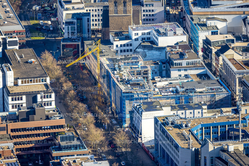Dortmund260200009 | Luftbild, Baustelle mit Baukran an der Kampstraße mit Baumallee, Westenhellweg Einkaufsmeile, Dorstfelder Brücke, Dortmund, Ruhrgebiet, Nordrhein-Westfalen, Deutschland