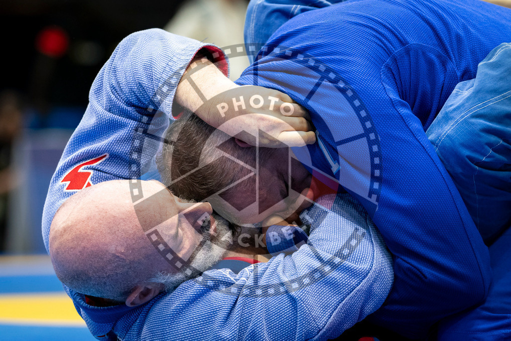 20240125PBB00801 | Fighters compete during the sixth day of the Brazilian Jiu-jitsu European Championship of the IBJJF in Paris, France, on January 25, 2024.