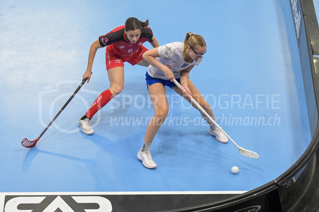 Women's 3v3 WFC 2025 - Championship Final - Finland v Switzerland | Romaine Rothacher, (#6, Switzerland) against Trista Sällström, (#18, Finland), during Women's 3v3 WFC 2025 - Championship Final, Switzerland: 03.05.2025, Winterthur, AXA ArenaEvent page: <a href="https://www.u19wfc2025.ch/">www.u19wfc2025.ch</a>Credit: Markus Aeschimann, <a href="https://markus-aeschimann.ch">markus-aeschimann.ch</a>Instagram: <a href="https://instagram.com/sportfotografie.aeschimann">@sportfotografie.aeschimann</a> - Realisiert mit Pictrs.com
