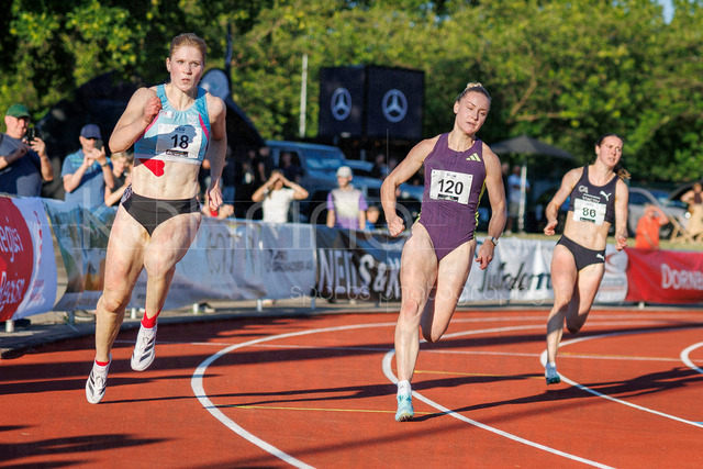 PUMA Fast Arms, Fast Legs; Wetzlar, 10.07.2026 | WETZLAR, GERMANY - JULY 10, 2026 : Talea Prepens (TV Cloppenburg), Sophia Junk (LG Rhein-Wied), Lea Sophie Benzin (Cologne Athletics) competing in the 200m during the athletics meeting PUMA Fast Arms, Fast Legs at Stadion Wetzlar on July 10, 2026 in Wetzlar, Germany.