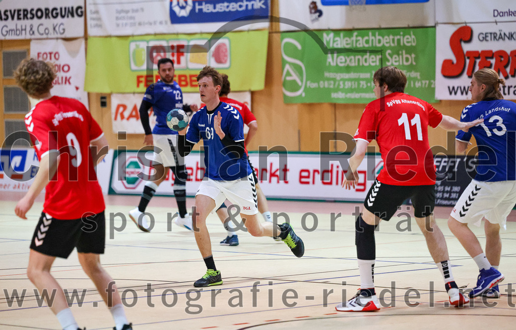 2022-11-19_068_SpVgg_Altenerding_gegen_TG_Landshut_II | Erding, Deutschland, 19.11.2022:
Handball, Bezirksoberliga Männer 2022 / 2023, 9. Spieltag, SpVgg Altenerding gegen TG Landshut II, Endergebnis: 33:31

Jabob Thees (SpVgg Altenerding, #9), Tizian Baumann (TG Landshut, #69), Niklas Fleps (SpVgg Altenerding, #11), Fabian Kupp (TG Landshut, #13)

Foto: Christian Riedel / fotografie-riedel.net