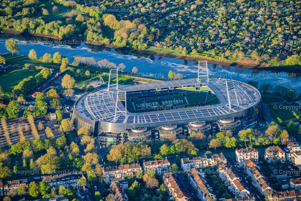Bremen_Werder_Bremen_Weserstadion_ELS_8465200424 | BREMEN 20.04.2024 Das Weserstadion in Bremen - das Stadion des Fußball-Bundesligisten Werder Bremen. Weiterführende Informationen bei: Bremer Weser-Stadion GmbH. // The Weser Stadium in Bremen, the stadium of the Bundesliga club Werder Bremen. Further information at: Bremer Weser-Stadion GmbH. Foto: Martin Elsen