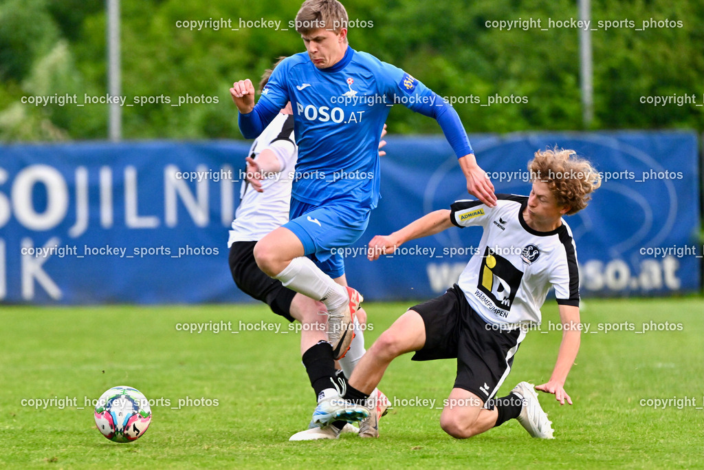 SAK vs. SV Spittal Drau 1921 | #18 Jonas Kristof SAK, #35 Julian Loteritsch SV Spittal, SAK vs. SV Spittal Drau 1921, SAK vs. SV Spittal Drau 1921 am 23.05.2025 in Klagenfurt (Sportpark Welzenegg), Austria, (Photo by Bernd Stefan)