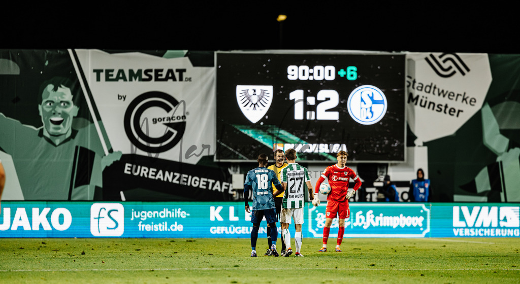 2. Bundesliga, Saison 2024/25, 7. Spieltag: SC Preußen Münster - FC Schalke 04 | Münster, 28.09.2024: 2. Bundesliga, 7. Spieltag, SC Preußen Münster gegen FC Schalke 04 im LVM-Preußenstadion in Münster. Foto: sportfotografie.ms | Markus Paletta - Realisiert mit Pictrs.com