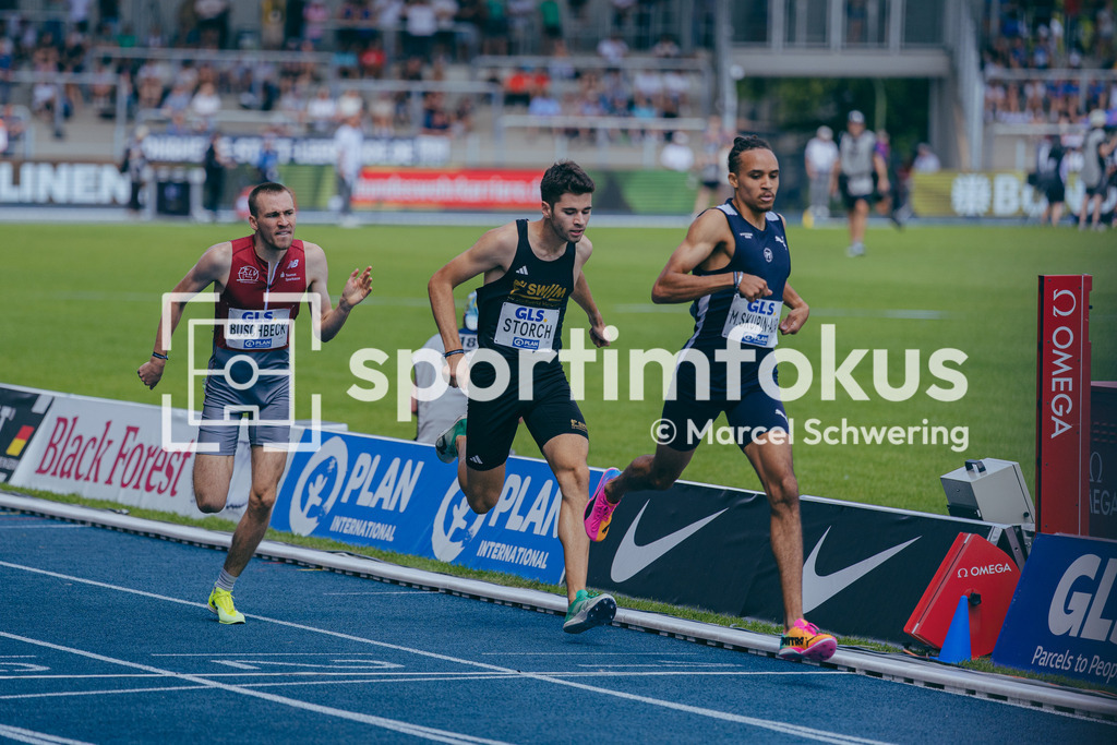 Deutsche Meisterschaften der Frauen und Männer 2026 | Louis Buschbeck, Königsteiner LV, Jonas Storch, LG Stadtwerke München, Magnus Skupin-Alfa, LG Offenburg, 800-Meter-Lauf, Halbfinale, Deutsche Meisterschaften der Frauen und Männer 2026, Lohrheidestadion Bochum-Wattenscheid, 25.07.2026. Foto: Marcel Schwering / sportimfokus - Realisiert mit Pictrs.com