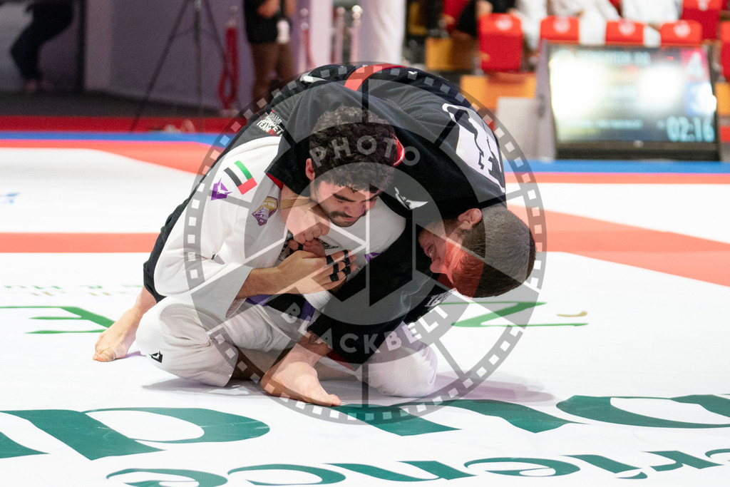 20231109PBB5341 | Fighters compete during the AJP World Professional Championship in the Mubadala Arena in Abu Dhabi, Arab United Emirates, on November 9, 2023.