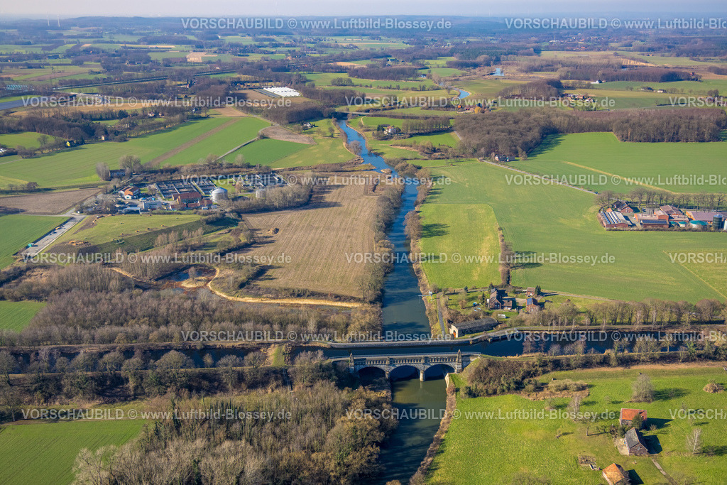 Olfen230206760Lippe | Luftbild, Alte Fahrt Kanalbrücke über den Fluss Lippe, Lippeaue, Hötting, Datteln, Münsterland, Nordrhein-Westfalen, Deutschland