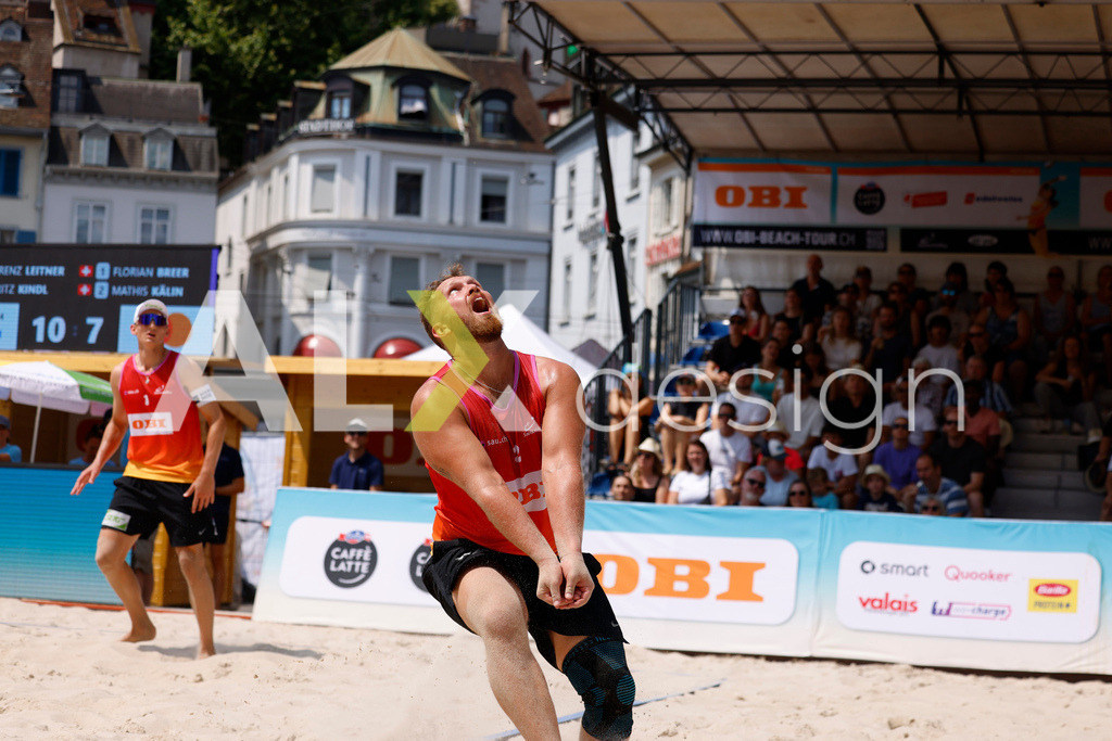 Obi BeachTour 2026 - Basel | BASEL, SWITZERLAND - JULY 19: MORITZ KINDL (AUT) during the Obi BeachTour 2026 match between LEITNER / KINDL (AUT) and BREER / KÄLIN (SUI) at Barfüsserplatz on July 19, 2026 in Basel, Switzerland. - Realisiert mit Pictrs.com