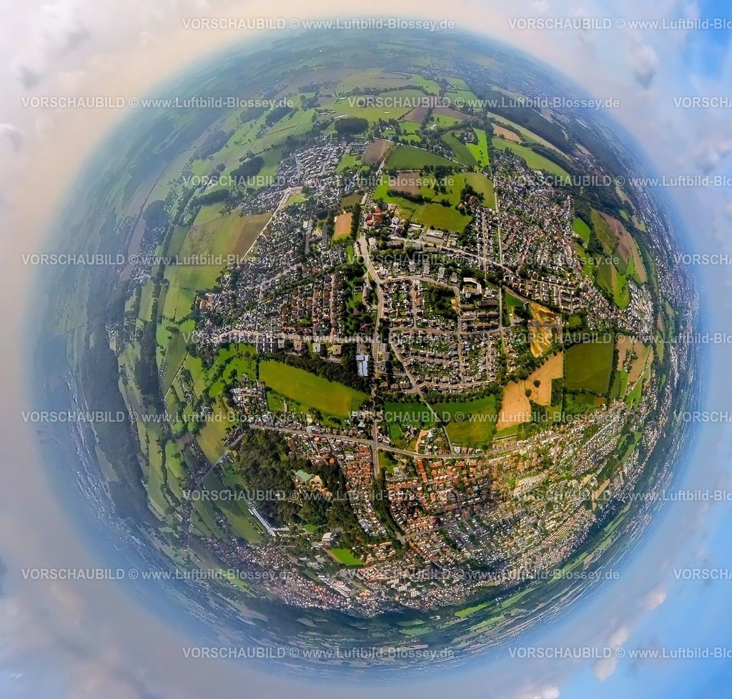 Hamm230990073 Soester Strasse | Luftbild, Ortsansicht Hamm, Soester Straße, Erdkugel, Fisheye Aufnahme, Fischaugen Aufnahme, 360 Grad Aufnahme, tiny world, Uentrop, Hamm, Ruhrgebiet, Nordrhein-Westfalen, Deutschland