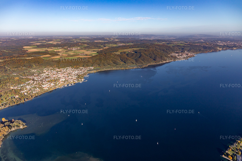 Luftbild: Uferbereich des Bodensee in Ludwigshafen im Ortsteil Ludwigshafen in Bodman-Ludwigshafen im Bundesland Baden-Württemberg in Deutschland. Foto: IMG_119414.jpg vom 14.10.2019 durch Werner Riehm/FLY-FOTO.de
