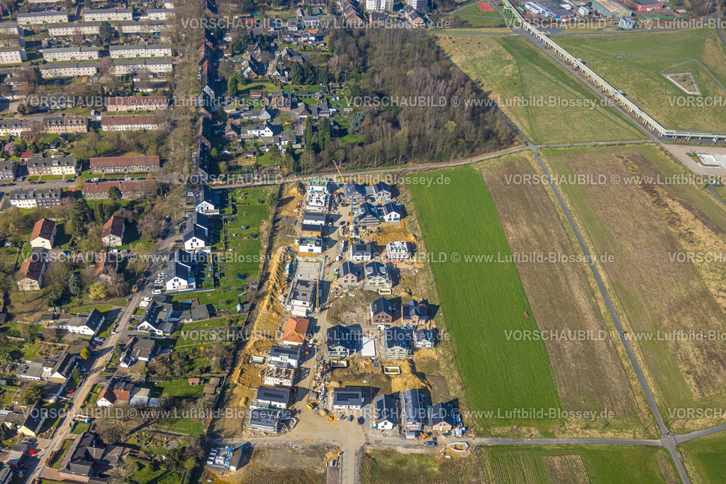Gelsenkirchen240300103 | Luftbild, Baustelle und Neubaugebiet WohnSiedlung Am Glückauf Park Hassel â€“ Park des Wandels, Hassel, Gelsenkirchen, Ruhrgebiet, Nordrhein-Westfalen, Deutschland