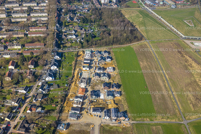 Gelsenkirchen240300103 | Luftbild, Baustelle und Neubaugebiet WohnSiedlung Am Glückauf Park Hassel â€“ Park des Wandels, Hassel, Gelsenkirchen, Ruhrgebiet, Nordrhein-Westfalen, Deutschland