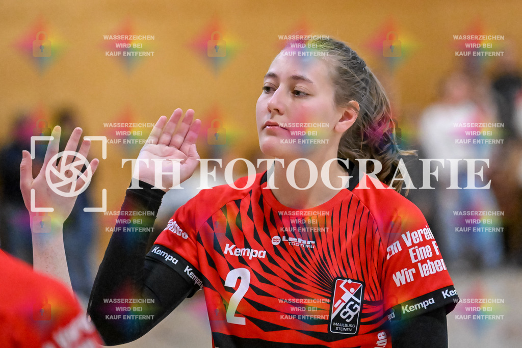 GER, SG Maulburg/Steinen - HB Kinzigtal, Frauen-Handball, Oberliga Suedbaden, 21. Spieltag, Saison 2024/2025, 06.04.2025 | Miriam Wolpensinger (SG Maulburg/Steinen, #02)GER, SG Maulburg/Steinen - HB Kinzigtal, Frauen-Handball, Oberliga Suedbaden, 21. Spieltag, Saison 2024/2025, 06.04.2025Foto: TH Fotografie/Thomas Hess