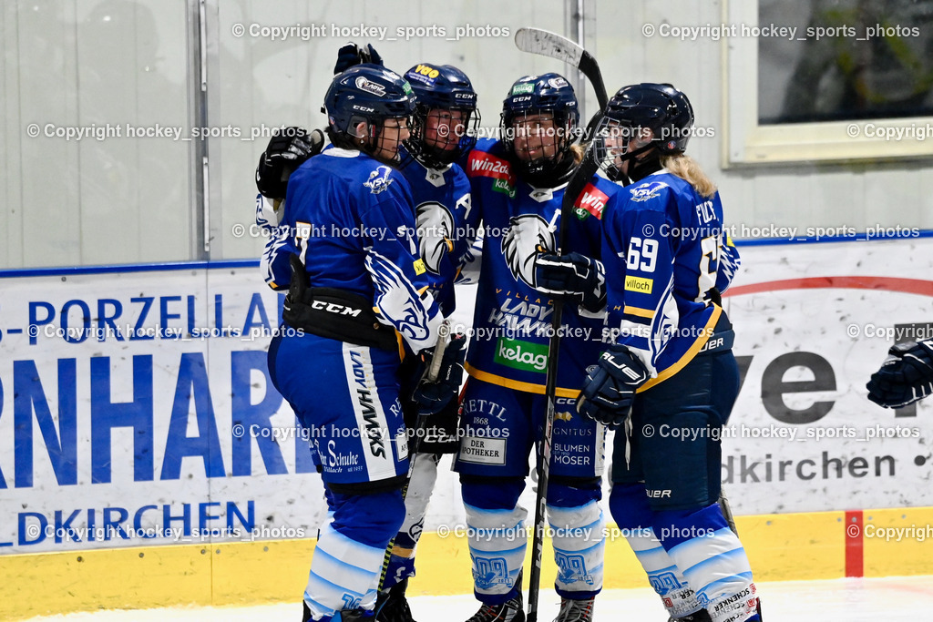 LADY HAWKS vs. WILDCATS PATERNION | Jubel Lady Hawks Mannschaft, #12 Orel Lisa LADY HAWKS, #7 Fuchs Lena LADY HAWKS, #98 Walluschnig Nadine Ramona LADY HAWKS, #69 Fuchs Sofia LADY HAWKS, LADY HAWKS vs. WILDCATS PATERNION, LADY HAWKS vs. WILDCATS PATERNION am 12.03.2025 in Steindorf (Ossiachersee Halle), Austria, (Photo by Bernd Stefan)