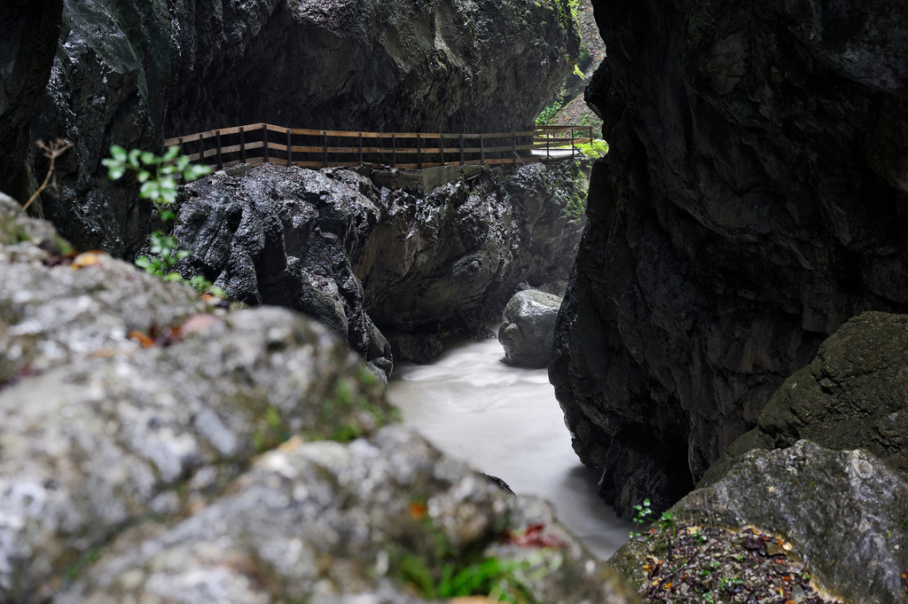 Rappenlochschlucht Dornbirn | Dornbirn, Austria - September 29, 2010: Rappenlochschlucht Dornbirn vor dem Felssturz; Blick auf den Gehweg. - Realisiert mit Pictrs.com