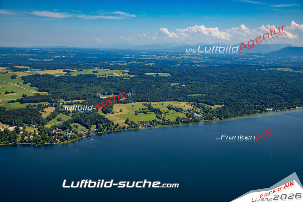 Das Luftbild zeigt : Ambach Münsing - Die Luftaufnahme wurde 2024 vom UL-Flugzeug aus erstellt ( keine Drohne ) - Hochauflösende Luftaufnahme - Für grossformatige Ausdrucke geeignet. Die Geschenkidee !Mit Lizenz und Bildrechte bestellbar