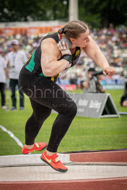 Golden Oval; Dresden, 31.05.2026 | DRESDEN , GERMANY - MAY 31:  Senja Mäkitörma (FIN / Finland) competes in the women’s shot put during the Golden Oval Continental Tour Silver meeting on May 31, 2026 at Heinz-Steyer-Stadion in Dresden, Saxony, Germany.