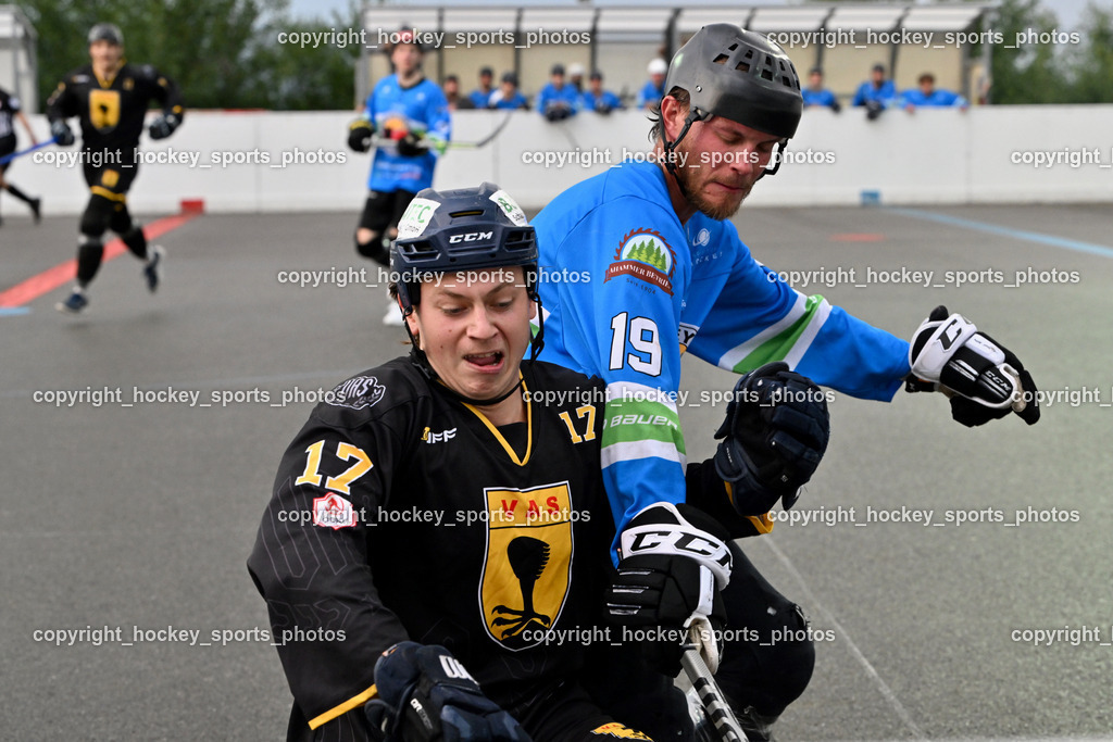 VAS Villach vs. ASKÖ Hockey Villach | #17 Hobitsch Samuel VAS Villach, #19 WIELTSCHNIG Luca ASKÖ Villach Hockey, VAS Villach vs. ASKÖ Hockey Villach, VAS Villach vs. ASKÖ Hockey Villach am 03.07.2025 in Villach (Alpen Arena ), Austria, (Photo by Bernd Stefan)