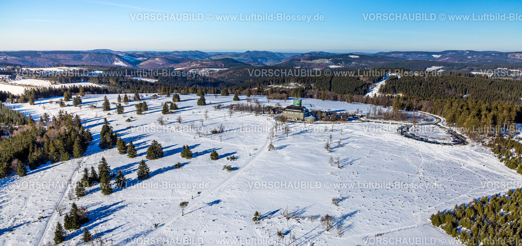 Winterberg230205658KahlerAsten | Luftbild, Winterliche Landschaft und Kahler Asten Berghotel, Astenturm, Winterberg, Sauerland, Nordrhein-Westfalen, Deutschland